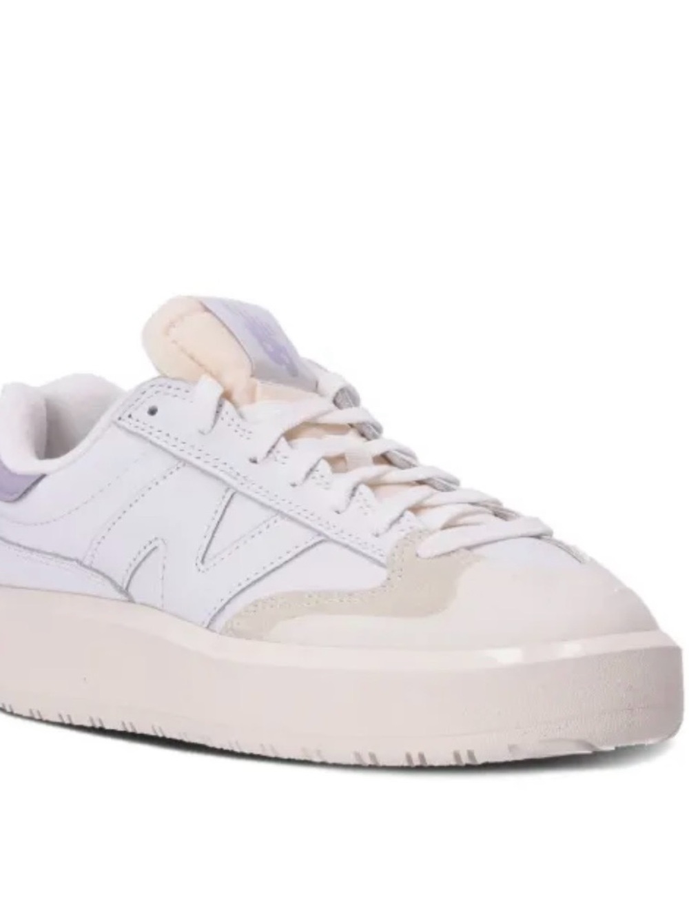 New Balance White Sneakers with Pink Heel and Cream Accents